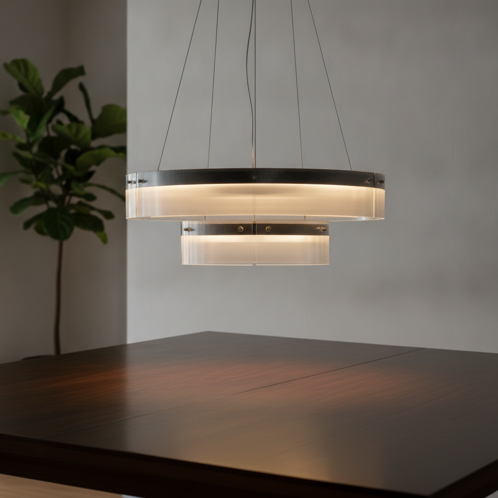 Lyora Design hanglampPauline dubbel zwart met glas Ø 70cm - 110644