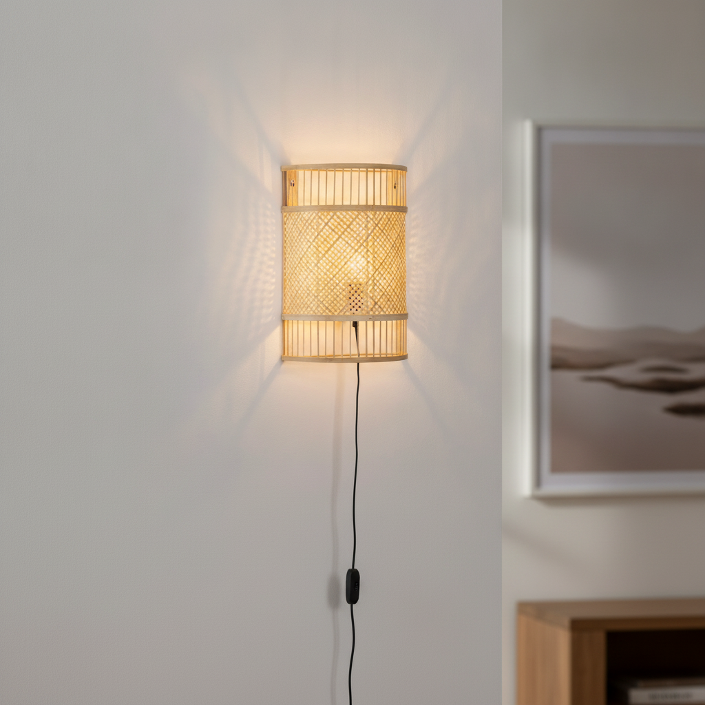 Lyora Bamboe wandlampPale met kabel - 109353