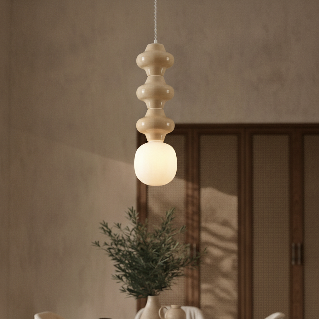 Lyora Hanglamp Clio L geel keramiek met wit glas - 110993