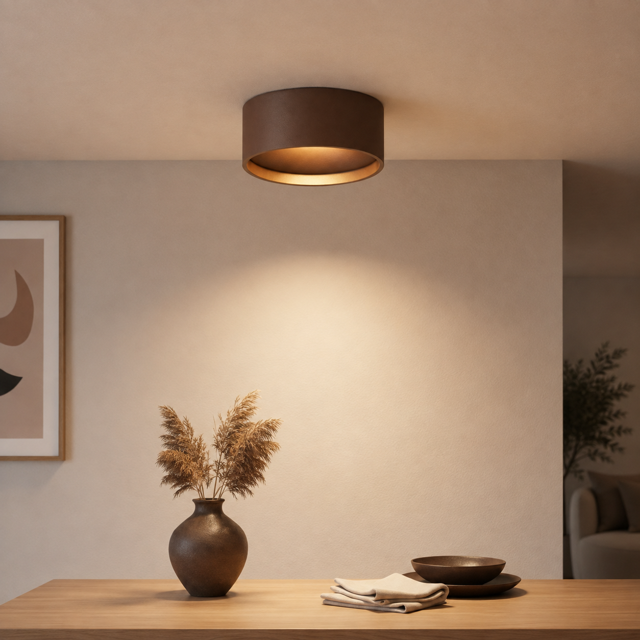 Artdelight Badkamer plafondlamp Oran Ø 12cm - Brons geborsteld - PL ORAN BG