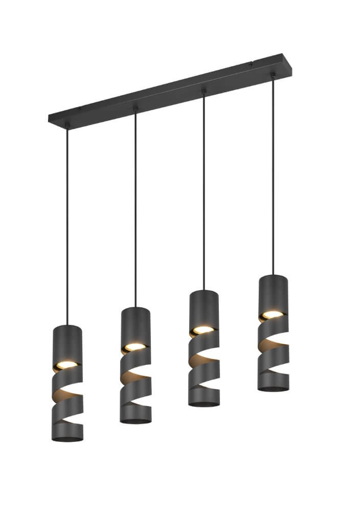 Trio 4-lichts koker hanglampStream zwart - 364000432