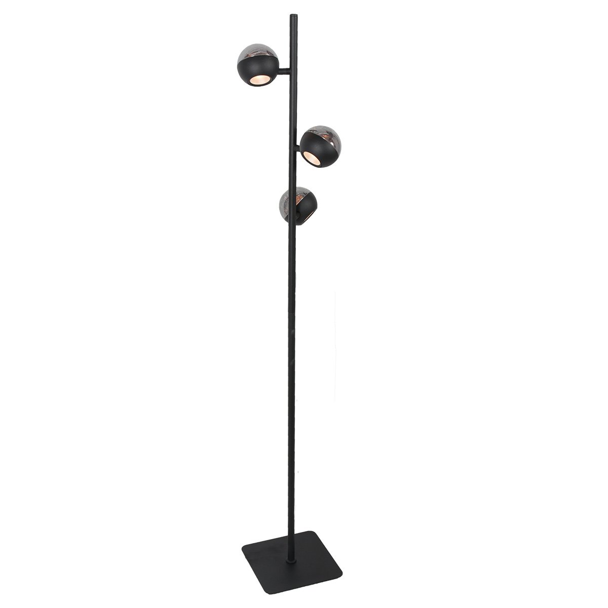 Steinhauer Led vloerlampBelluno 3-lichts zwart - glas - 4590ZW