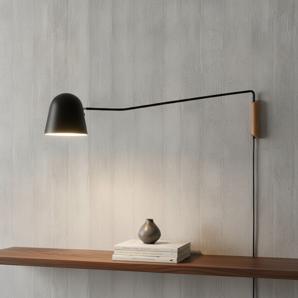 Artdelight Strakke leeslamp Sensa zwart met hout - WL 1942 ZW
