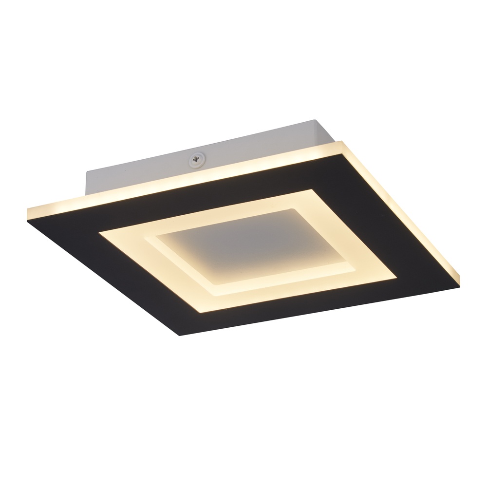 Searchlight Plafonniere Squary vierkant 25cm zwart - 44714BK