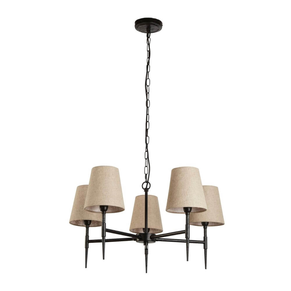 Searchlight 5-lichts hanglamp Gothic zwart - 30690-5BK