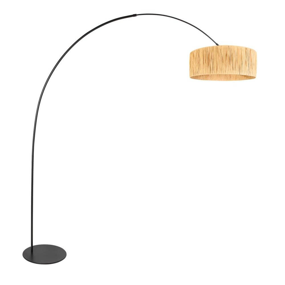 Steinhauer VloerlampCurve zwart met strokleurige kap Ø 50cm - 4262ZW