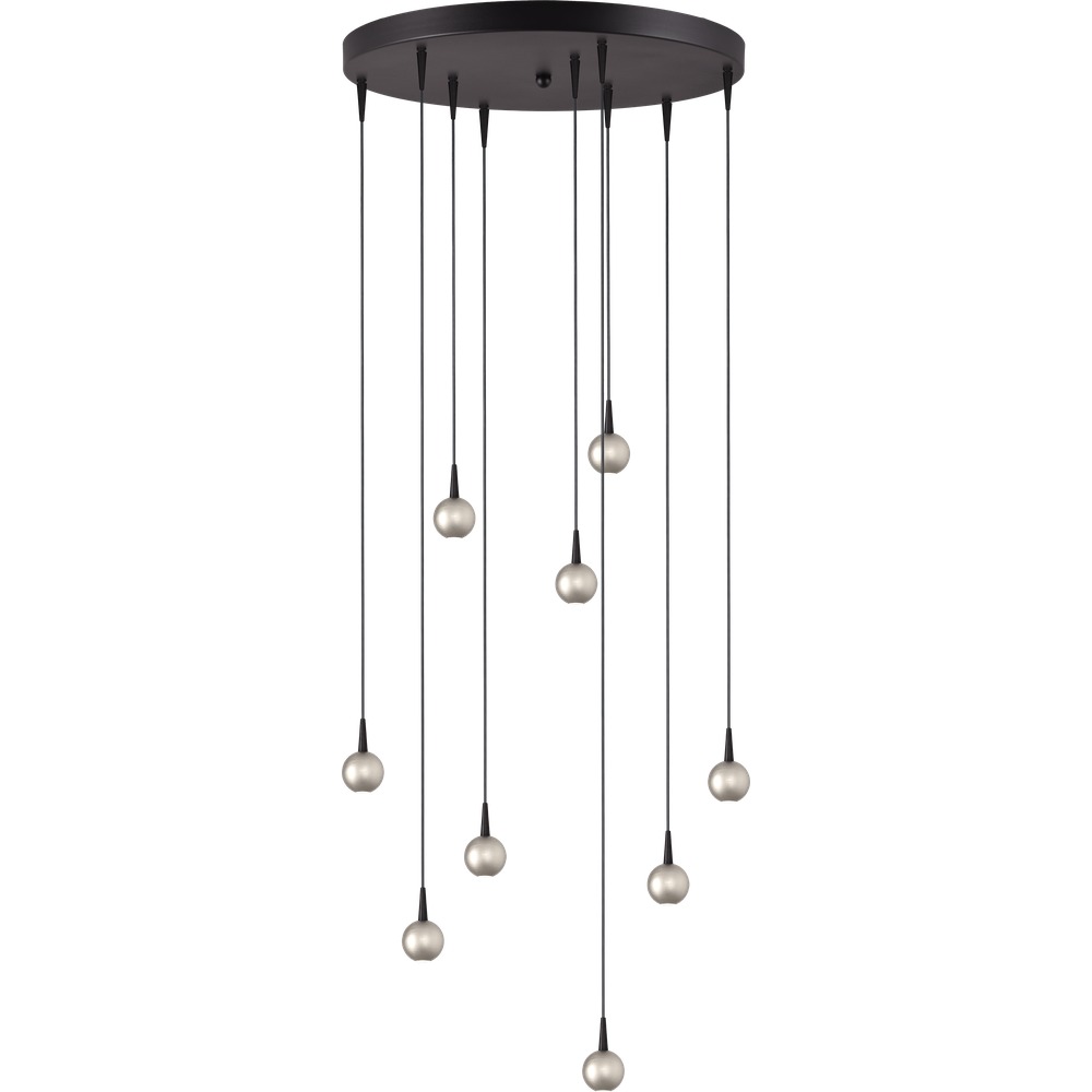 Masterlight 9-lichts hanglampTalana zwart met nikkel Ø 50cm DTW - 2412-05-37-50-9
