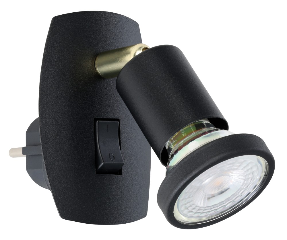Eglo Stekker wandlamp Parrini schakelaar - zwart/messing - 31643