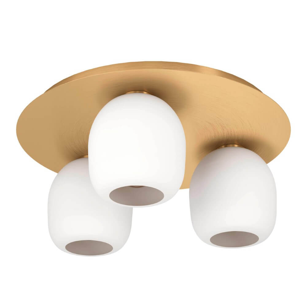 Eglo Gouden plafondlamp Manzanares met wit glas - 900304