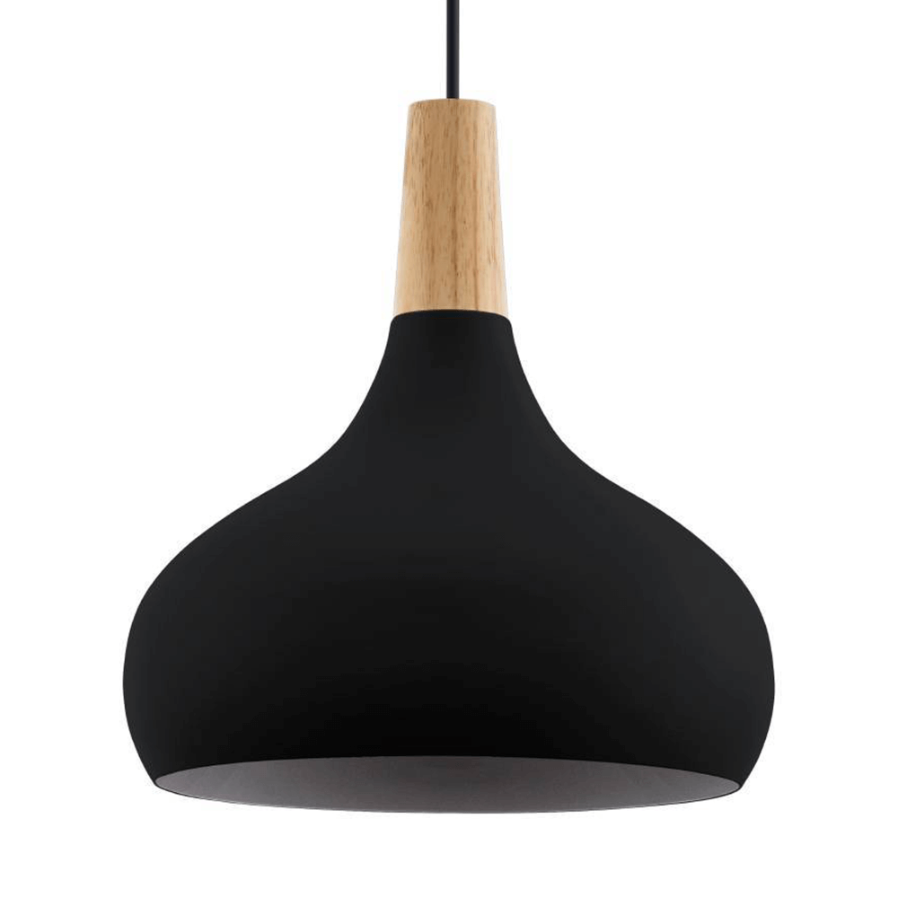 Eglo Zwarte hanglamp Sabinar Ø 28cm met hout - 900162