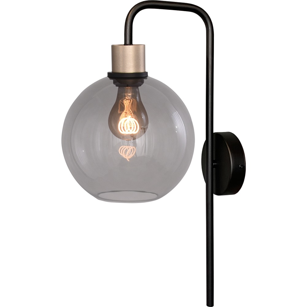 Masterlight Wandlamp Lazise zwart met goud smoke glas - 3640-02-05-20