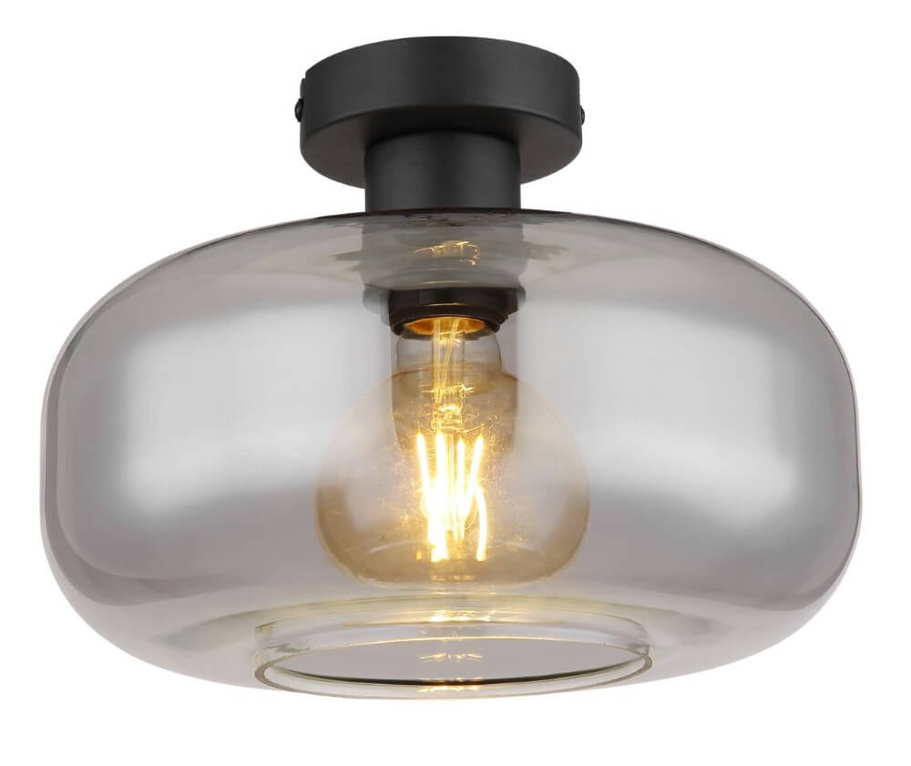 Globo Zwarte plafondlamp Giuseppe smoke glas - 15566D