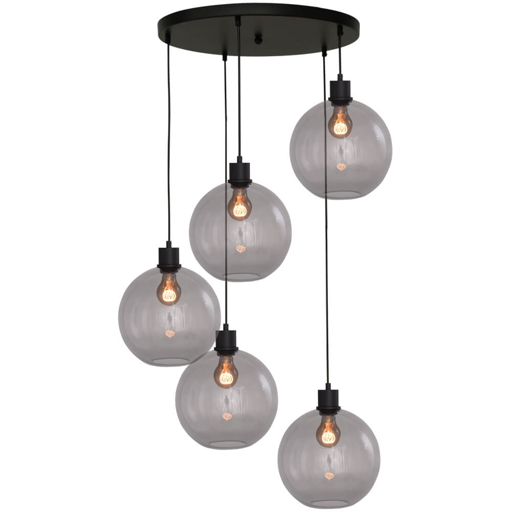 Masterlight Vide hanglampLazise 5x Ø 20cm zwart - 2642-05-05-50-5-25