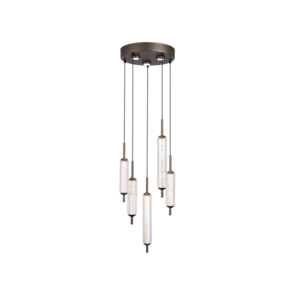 Searchlight Unieke hanglampCattail 5-lichts bubbel glas - 76210-5CL