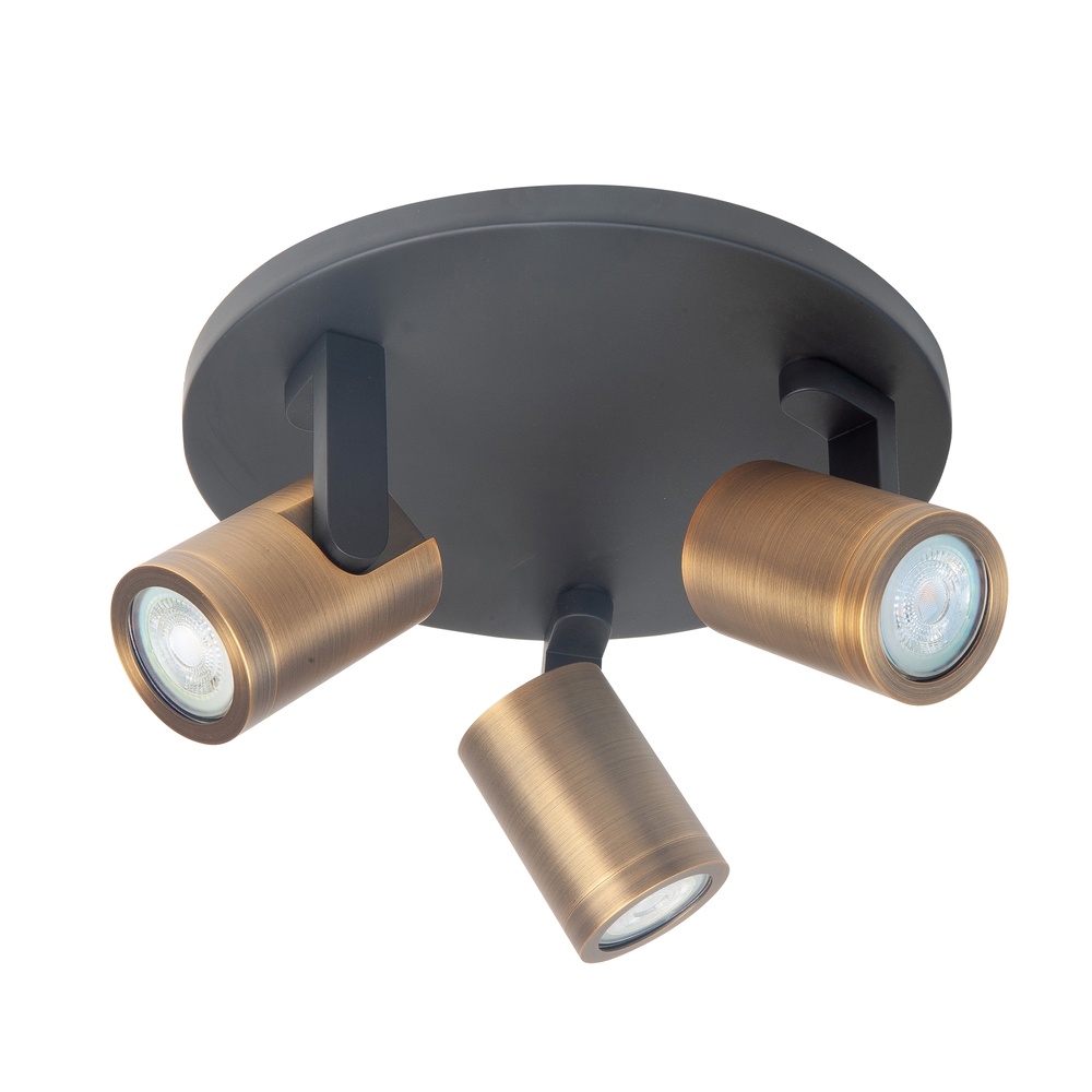 Highlight Opbouwspot Halo Spot zwart met koper brons 3-lichts rond - S7147.32