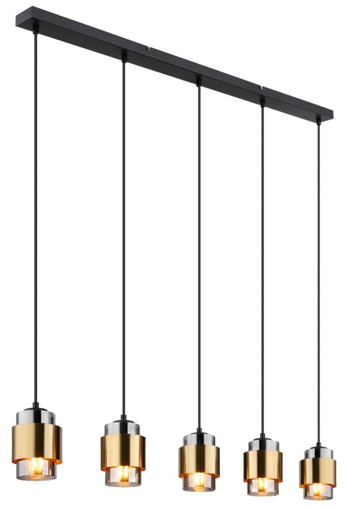 Globo Design hanglamp Milley zwart met goud - 15560-5H