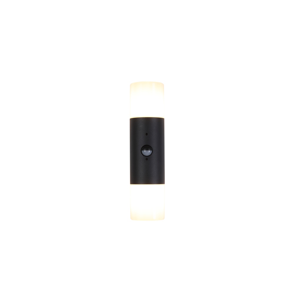Searchlight WandlampColorado dubbel zwart met sensor - 39230BK-PIR