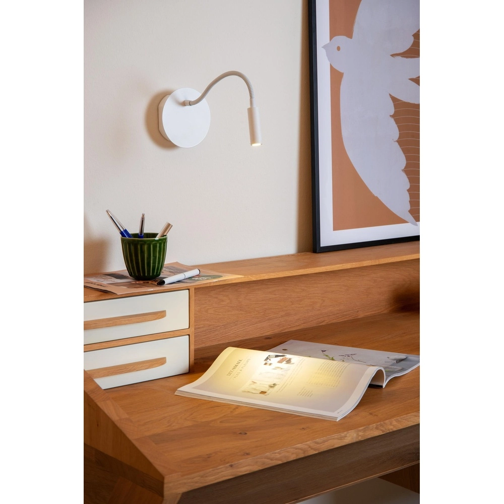 Oplaadbare wandlamp Jolijn bedlampje wit Lucide 5411212771391