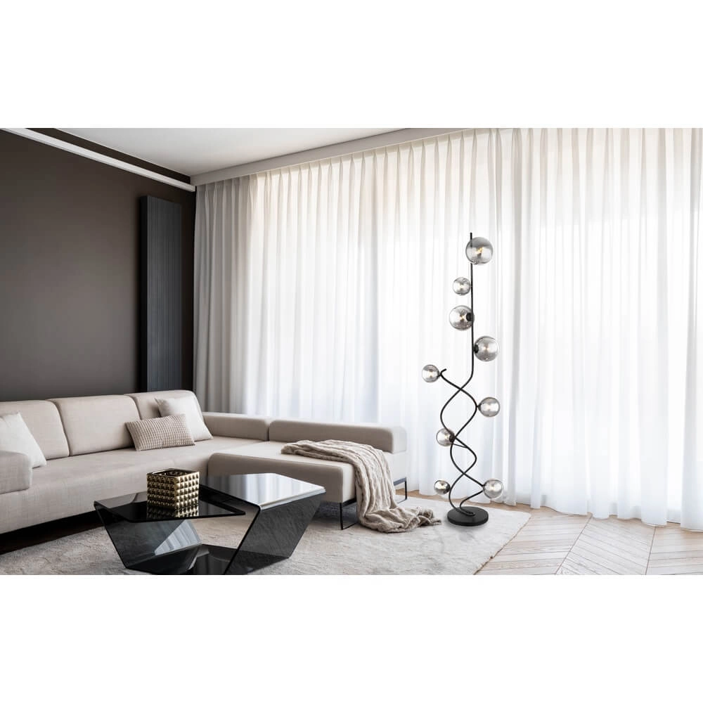 Zwarte vloerlamp Riha 9-lichts Globo 9007371445806