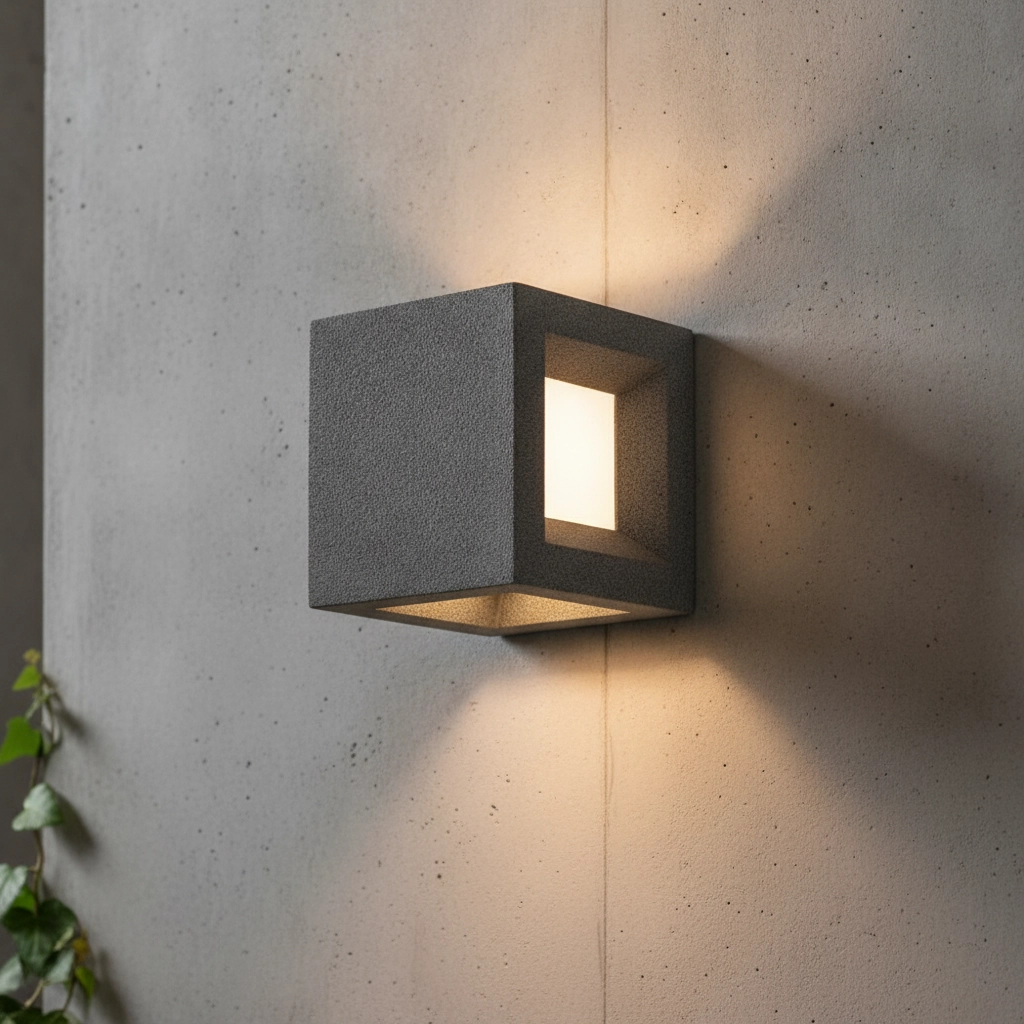 Vierkante wandlamp Castro zwart