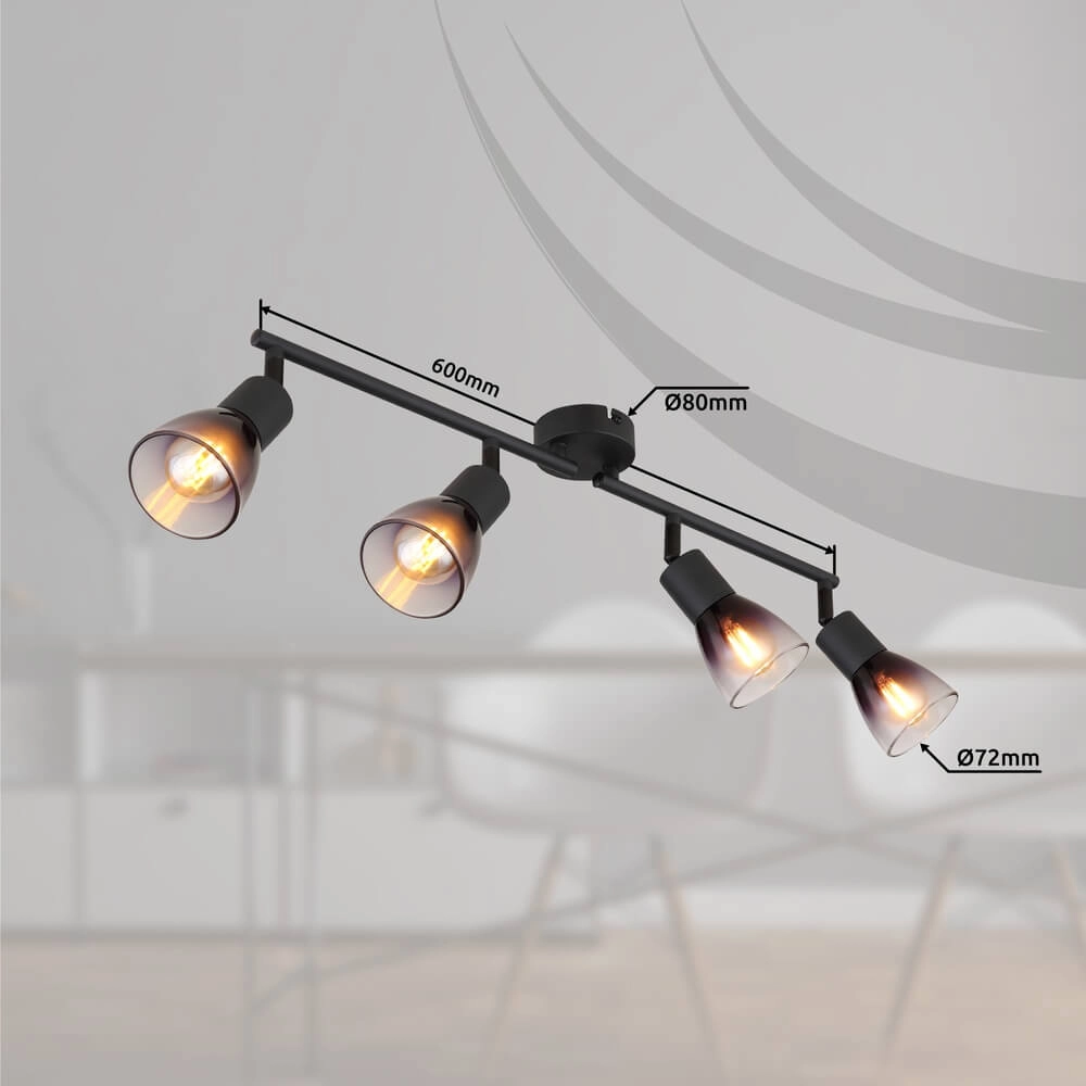 Zwarte plafondlamp Satella 4-lichts Globo 9007371458929