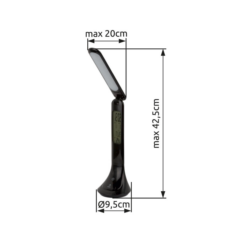Bureaulamp Tyrell zwart met klok Globo 9007371379033