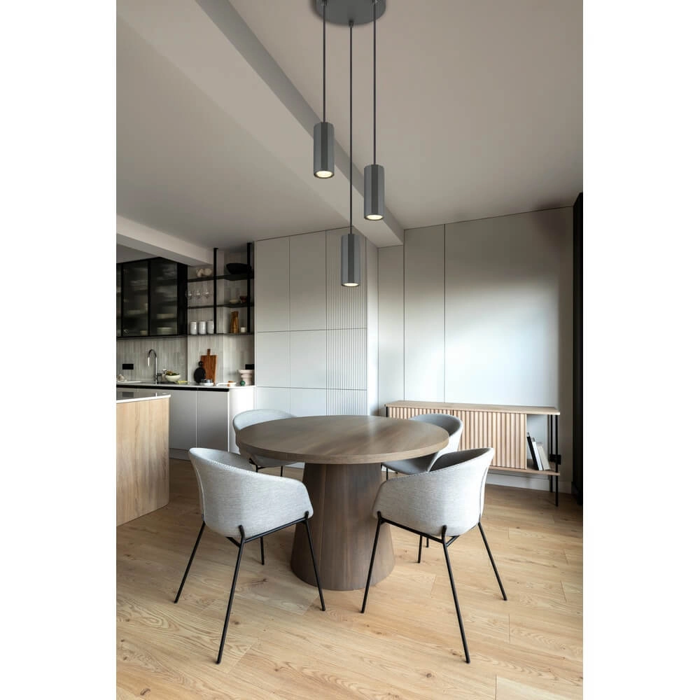 Grijze hanglamp James 3-lichts rond Globo 9007371453870