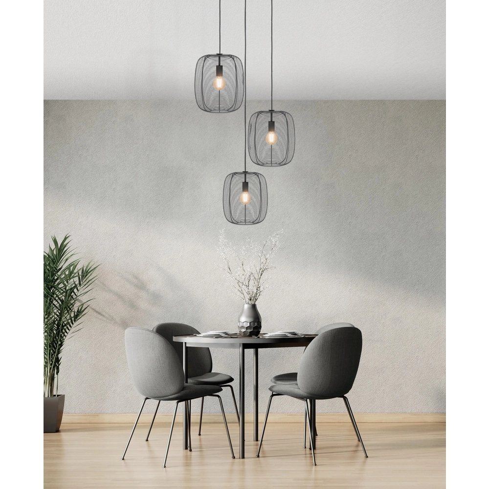 3-lichts draadlamp Derwen Hang - Ø 40cm - zwart Eglo 9002759313999