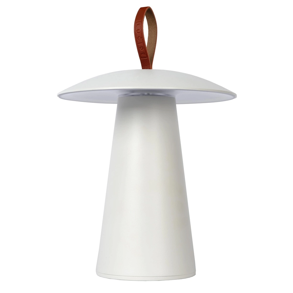 Witte tafellamp La Donna oplaadbaar