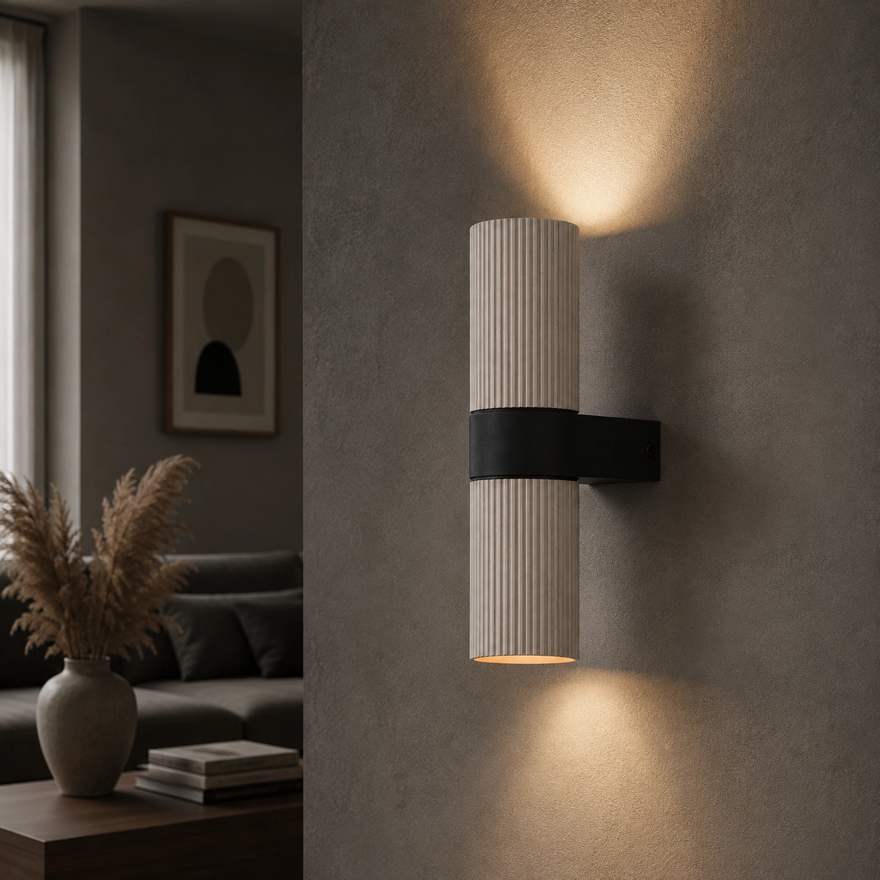Wandspot ribbels Linea Zand met zwart