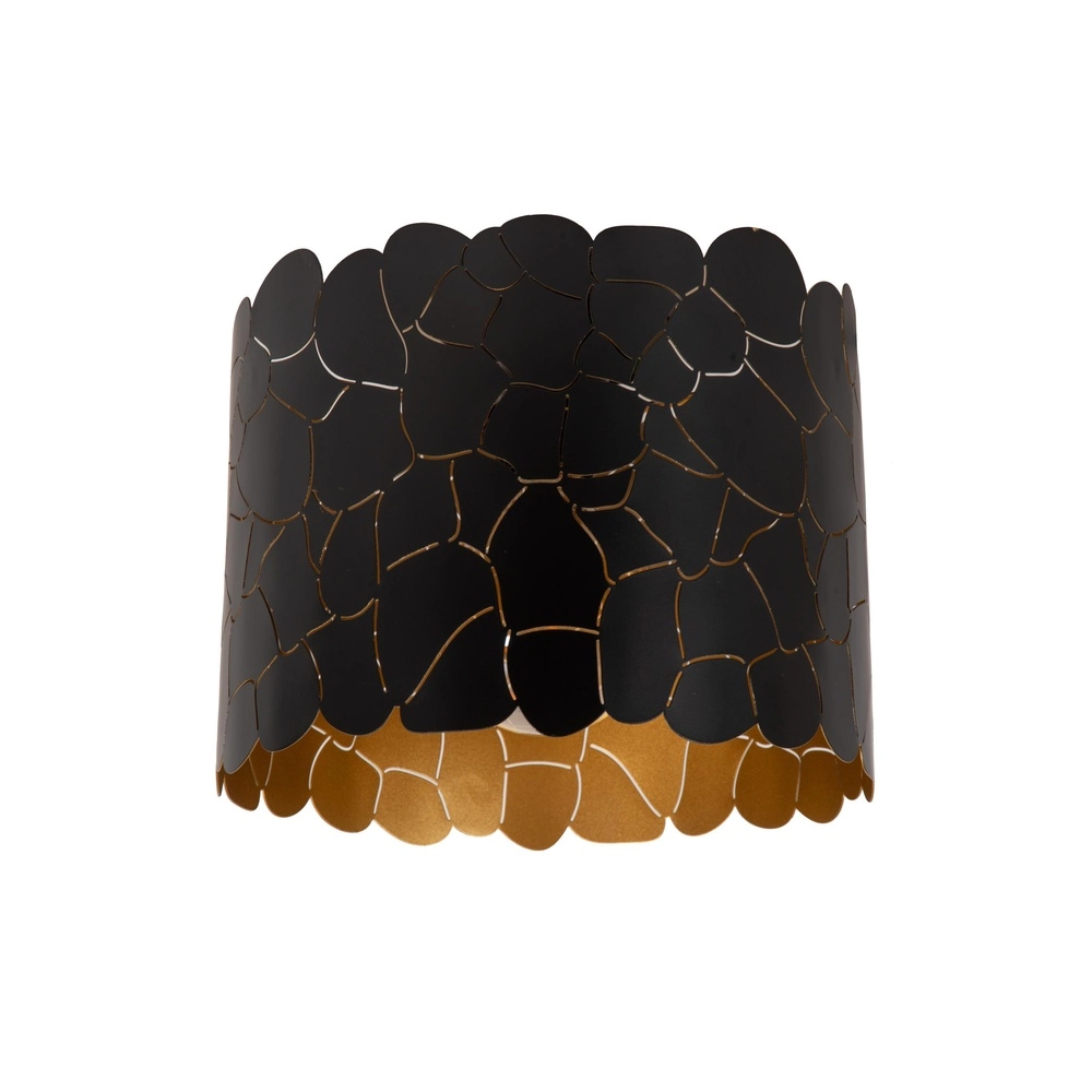 Plafondlamp Almelo zwart met gouden binnenkant Ø 25,5cm