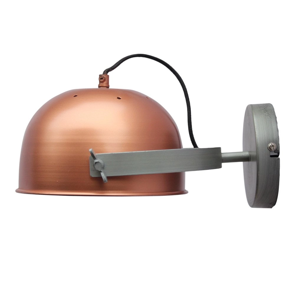 Wandlamp Retro 22cm koper met grijs