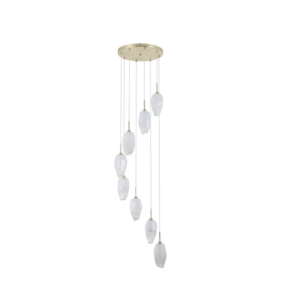 8-lichts vide hanglamp Rocky met wit glas Searchlight 5053423273181