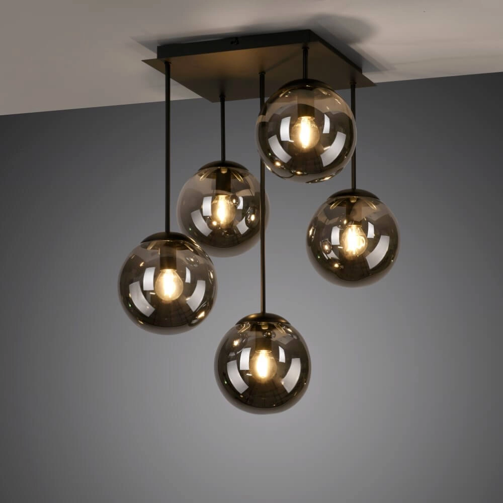 5-lichts plafondlamp Big Widow zwart Just Light 4043689988371