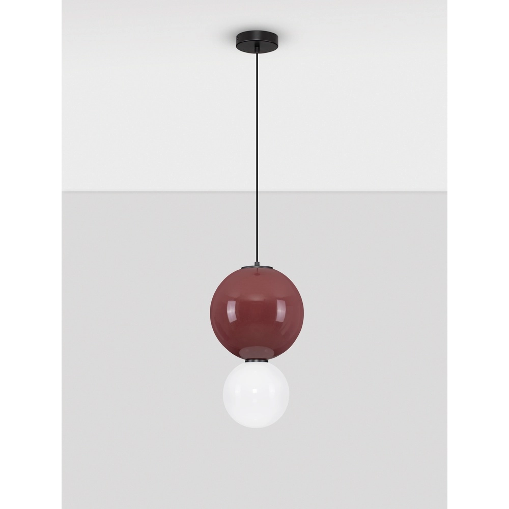 Pendant lamp Noesis Ø 25cm burgundy red with white Lyora 5212017483621