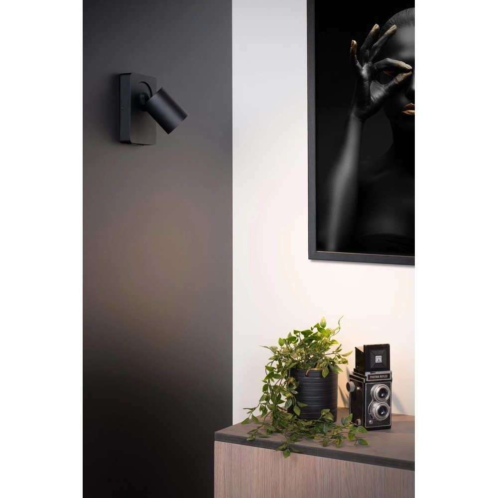 Bedlampje Nigel met USB oplaadpunt zwart Lucide 5411212092731