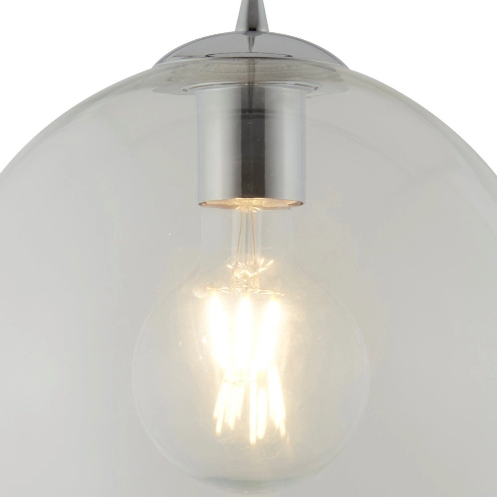 Glazen hanglamp Balls Ø 25cm grijs met helderglas Searchlight 5053423096155