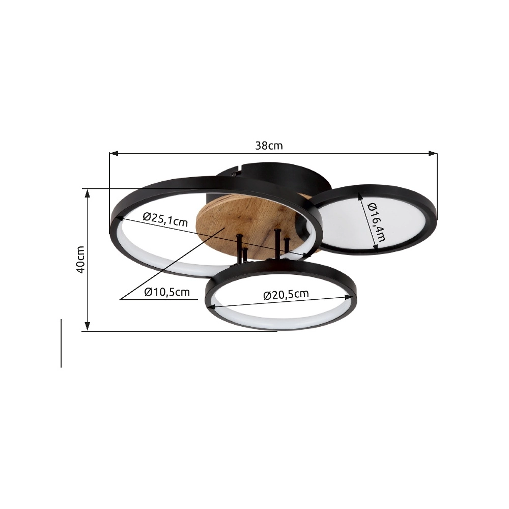 Zwarte plafondlamp Sid design met hout Globo 9007371436392