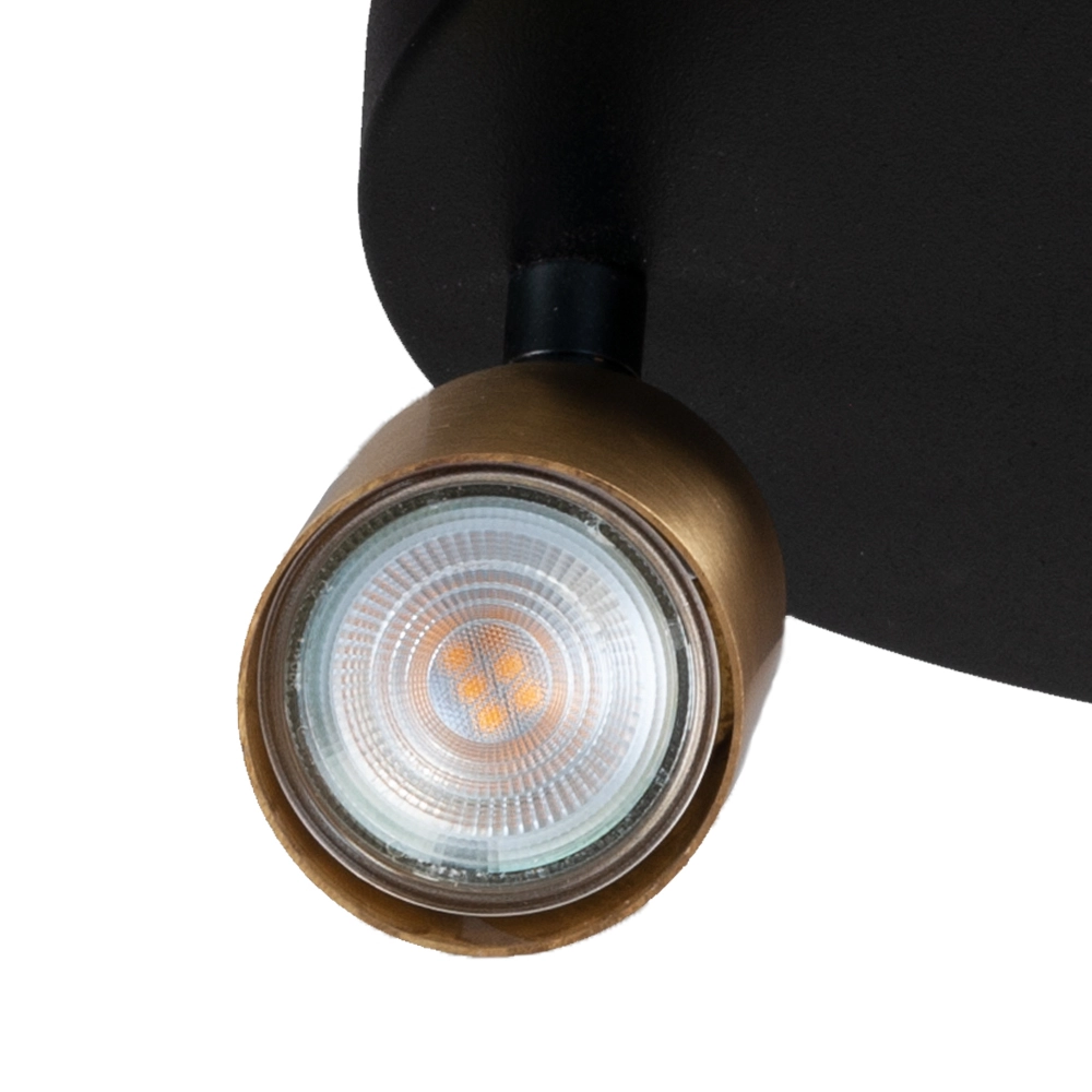 Zwarte plafondlamp Bounce met 3 gouden spots Masterlight 8718121209951
