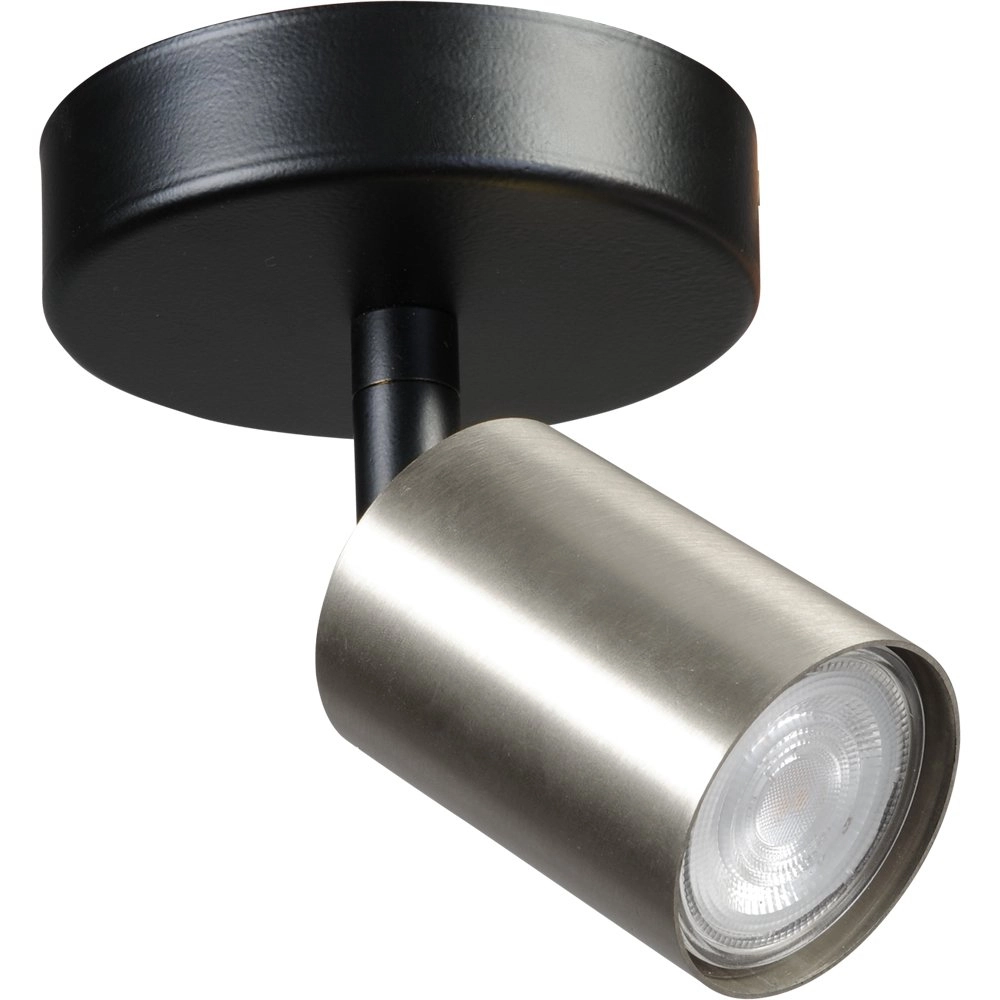 Plafondlamp zwart Bounce met nikkelen spot Plafondlamp zwart Bounce met nikkelen spot