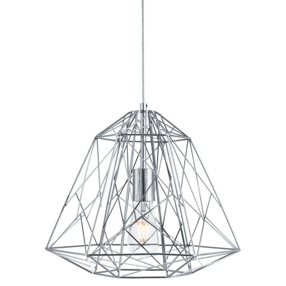 Chrome draadlamp Geometric Cage Ø 39cm