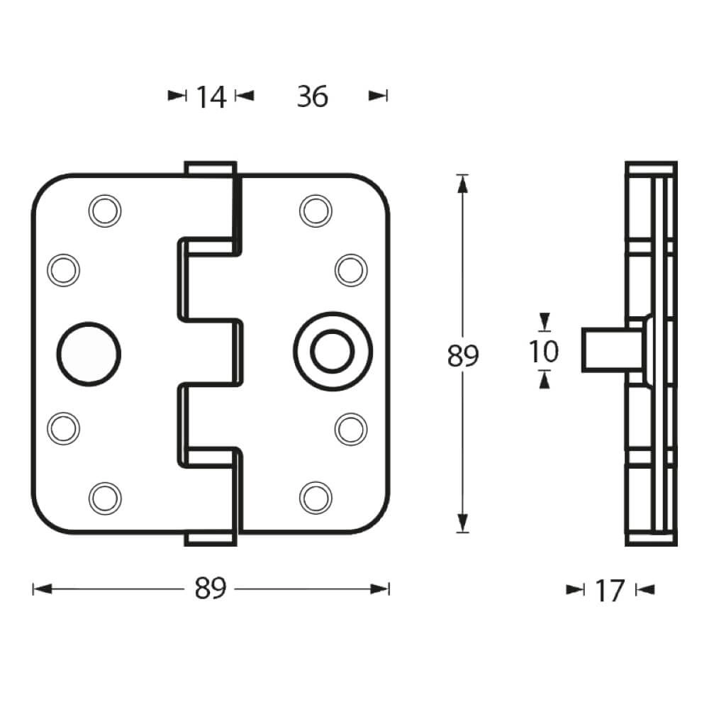 Kogellagerscharnier Rotura afgerond RVS tot 80kg Intersteel 8714186112687
