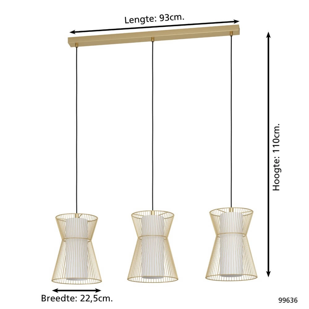 3-lichts hanglamp Maseta goud Eglo 9002759996369
