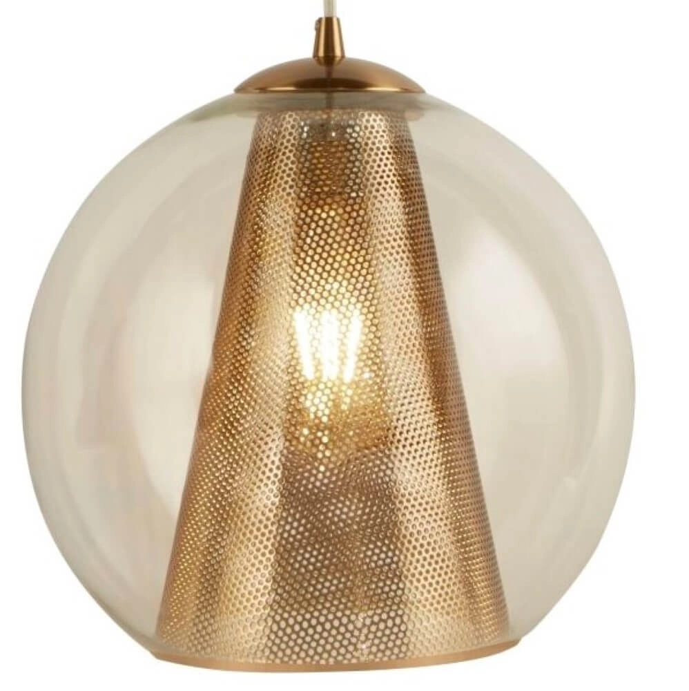 Gouden hanglamp Conio met glas Searchlight 5053423135892