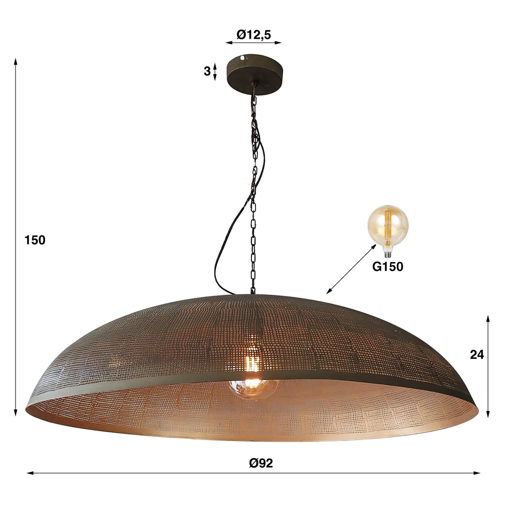 Metalen gaas hanglamp Cosmic Ø 92cm - koper brons Lyora 8716803511071