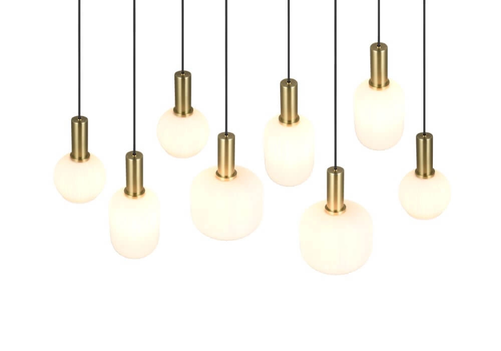 Eetkamer hanglamp Diva 8-lichts - wit glas Trio 4017807614527