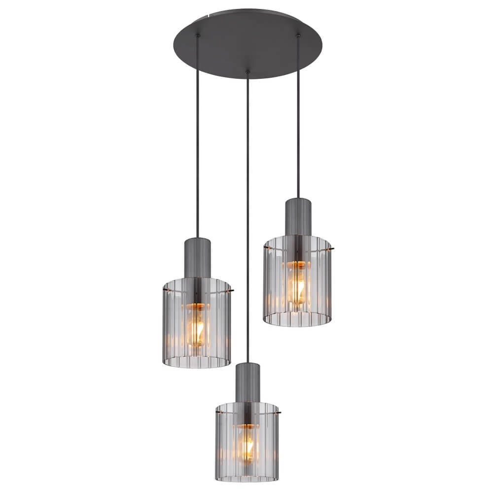 Hanglamp Tulivar design smoke glas 3-lichts Hanglamp Tulivar design smoke glas 3-lichts