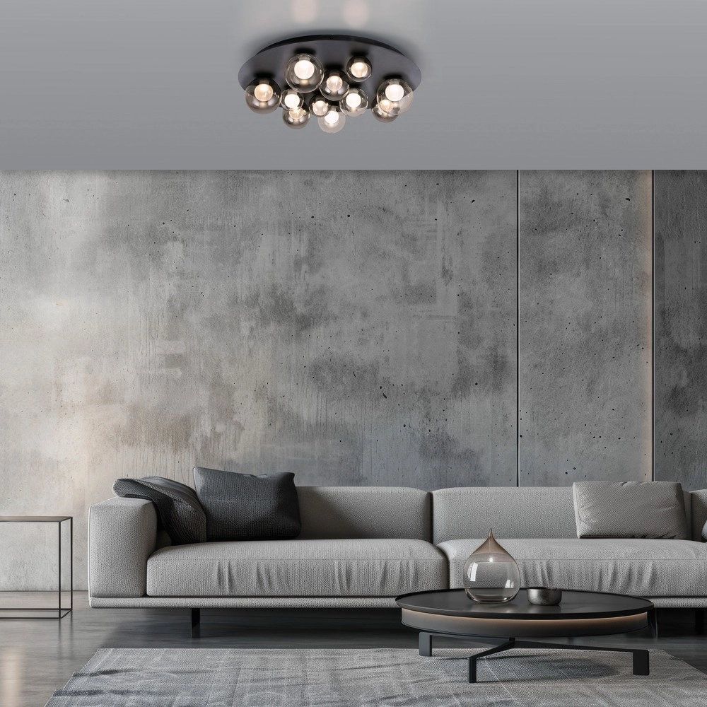 11-lichts plafondlamp Pure Popup Mystic grey met smoke glas Paul Neuhaus 4012248397176