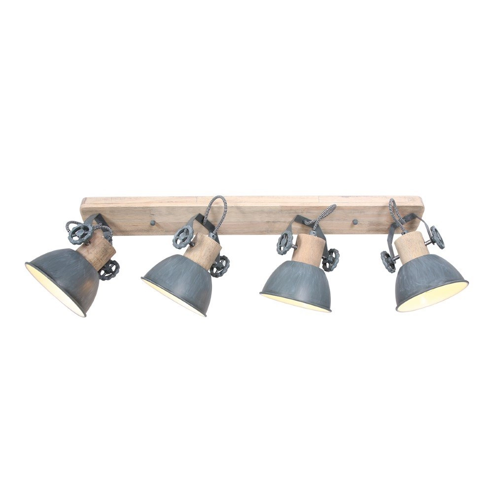 Landelijke plafondlamp Gearwood 4-lichts