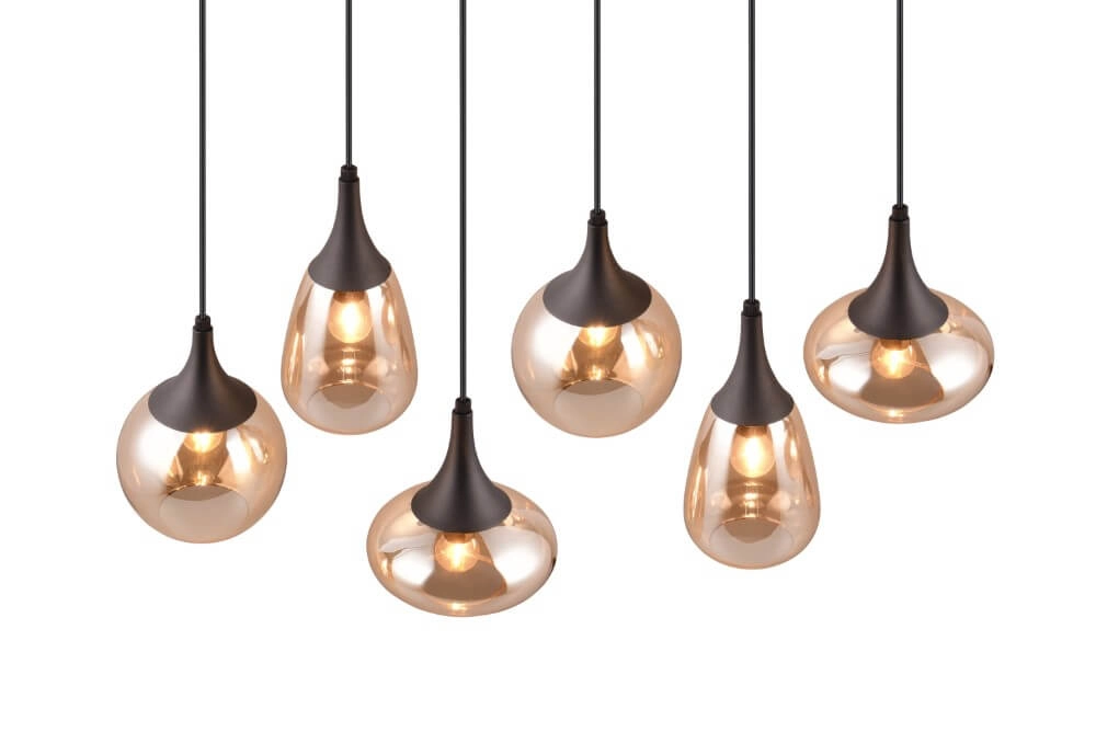 6-lichts hanglamp Lumina met amber glas Trio 4017807577730